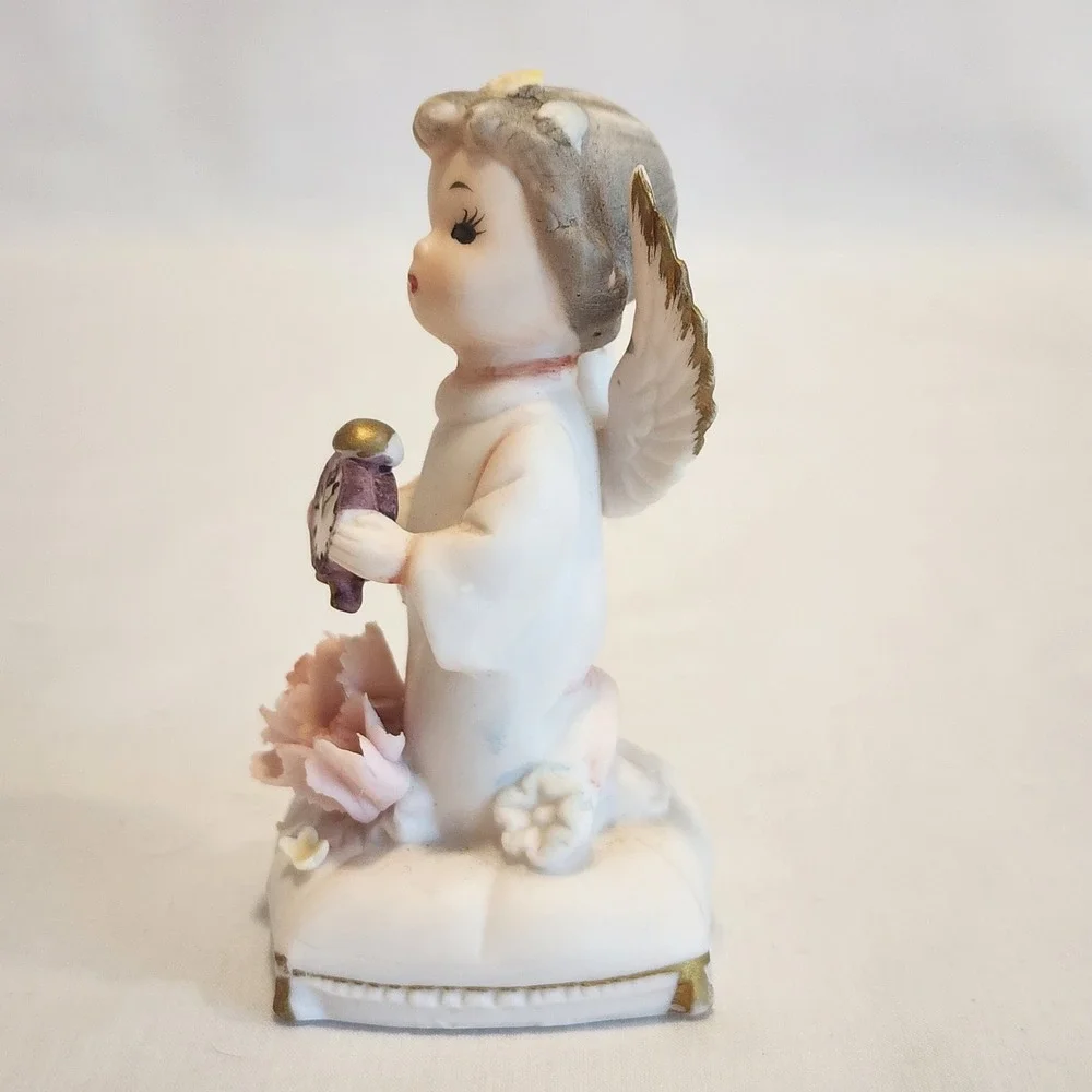 Vintage Napcoware Angel Figurine C6612 Porcelain Cherub with‎ Alarm Clock 3.5